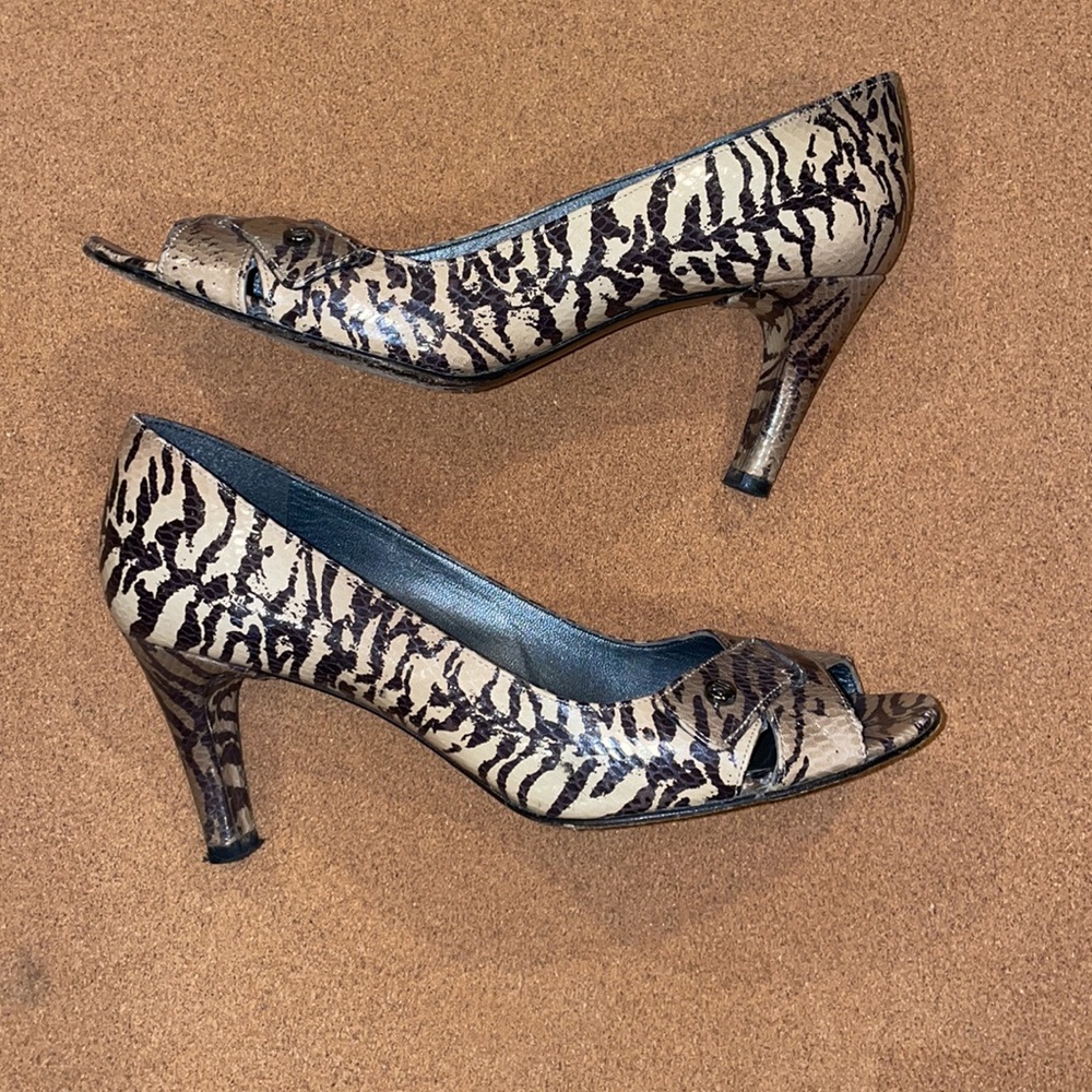 Stuart Weitzman animal print heels.